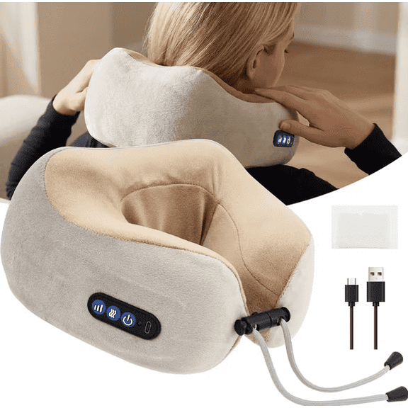 Wireless Neck Massager – 3D Kneading, Deep Tissue Heating & 3-Speed Adjustable Cervical Massage Pillow