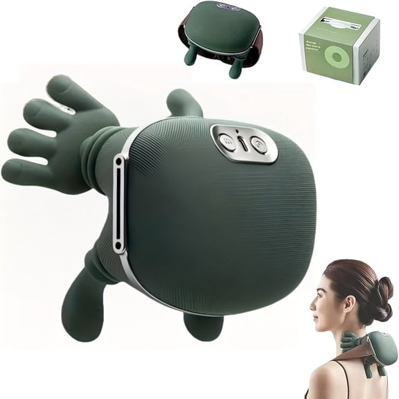 Wireless Neck & Shoulder Massager, 3D Deep Tissue Shiatsu with Heat, 3-Speed Adjustable, Portable Rechargeable