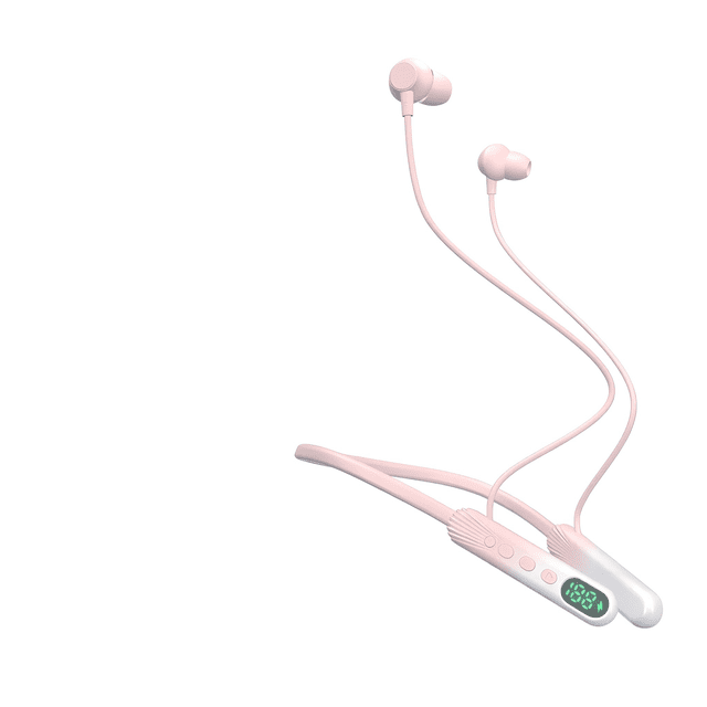 Wireless Neckband Bluetooth Headphones with LED Power Display, Built-In ...