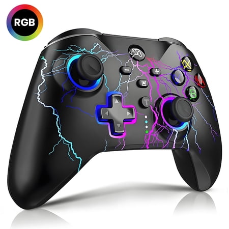 Wireless for Nintendo Switch Controller, 1000mAh Programmable RGB for Switch Pro Controller, 18H+ Playtime with Wake-up/Turbo/Vibration, for Switch/Lite/OLED/PC, Black