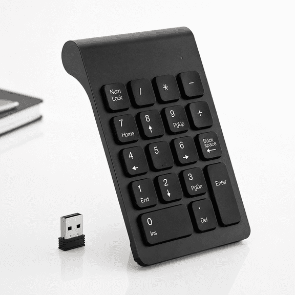 Wireless Number Pad,2.4G Numeric Keypad Numpad with USB Receiver,18 Keys Portable Mini Financial Accounting Keyboard Extensions for Windows,Laptop,Notebook,Desktop,Surface Pro,PC