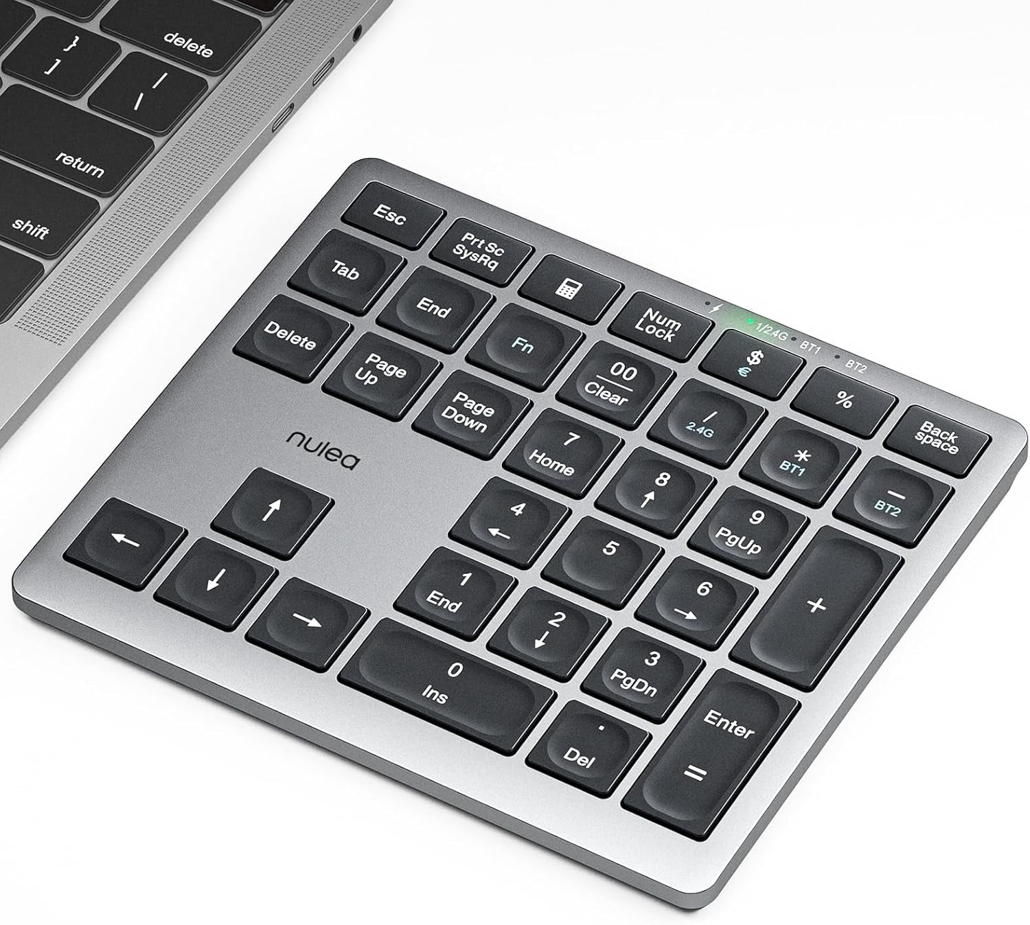 Wireless Number Pad Bluetooth 5.0 & 2.4G Portable Numeric Keyboard, USB-C Rechargeable, 34-Keys Bluetooth Keyboard for Data Entry, Compatible for Laptop, Mac, iMac, Tablet, PC Desktop