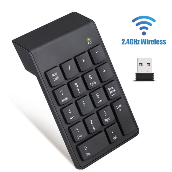 Wireless Number Pad,Numeric Keypad Numpad,18 Keys Financial Accounting Number Keyboard Extension for Data Entry in Excel for Laptop,PC,Desktop,Surface Pro,Notebook