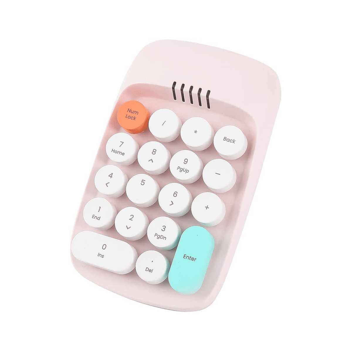 Wireless Number Pad, Typewriter Retro Keypad,(Pink)