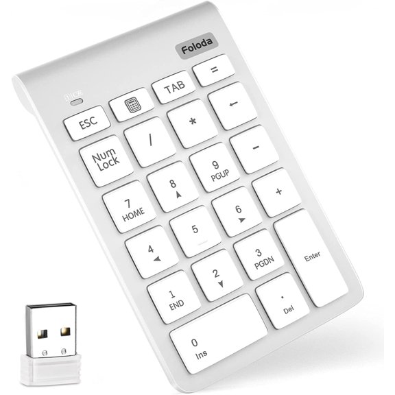Wireless Number Pads Numeric Keypad 22 Keys Portable 2.4 GHz Financial Accounting for Laptop, PC, Desktop, Surface Pro, Notebook