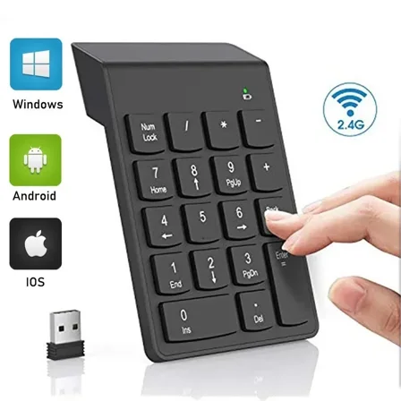 Wireless Number Pads Numeric Keypad Numpad 18 Keys Portable 2.4 GHz Financial Accounting Number Keyboard for Laptop,PC,Desktop