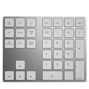Wireless Numeric Keyboard Aluminium 34 Key  Keyboard Built-in Rechargeable Battery Keypad for Windows/ios/Android (Silver)