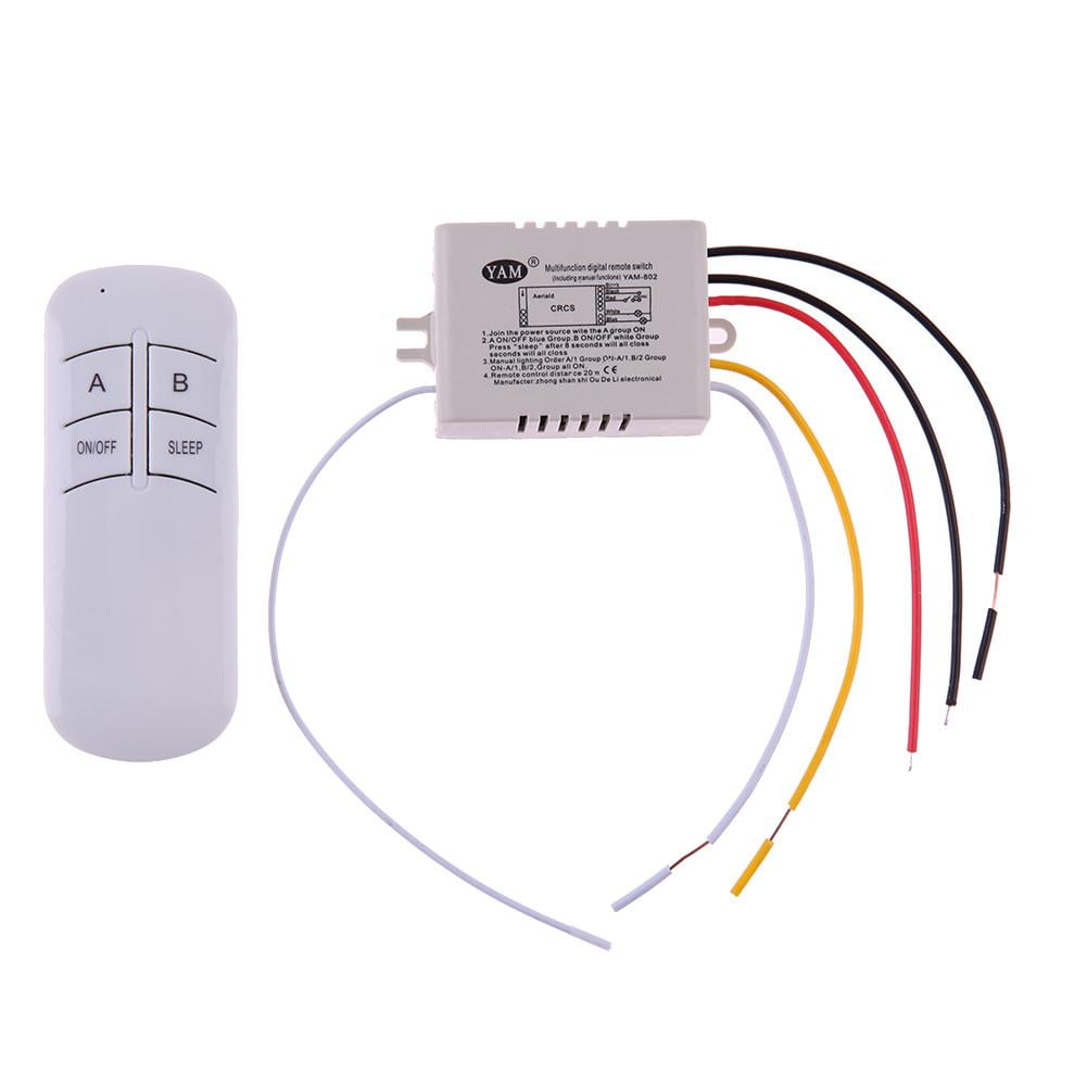 Wireless ON/OFF 2 Ways 220V Lamp Remote Control Switch Receiver ...