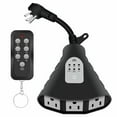 thumbnail image 1 of Wireless Outdoor Remote Control Outlets with Timer and Sensor Function; 3 Outlets 100 Feet RF Range; ETL Listed Water Resistant for Outdoor Lights, Kitchen Appliances (Black), 1 of 7