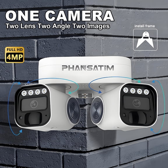Wireless Outdoor Security Camera 5.0MP Dual Lens PTZ 360° Pan Tilt Zoom, Motion Detection, Two-Way Audio & Siren, Night Vision, WiFi for Home Surveillance