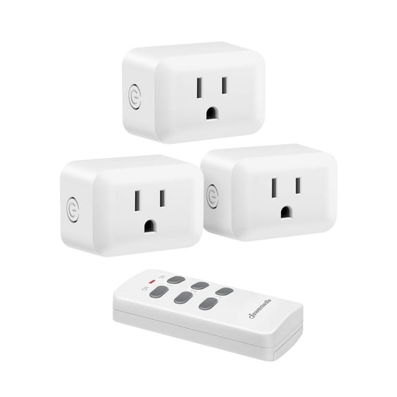 Wireless Outlet, Programmable and Expandable Electrical Outlet Switch, Wireless Remote Light Switch, 100FT Range, 1 Remote and 3 Outlets
