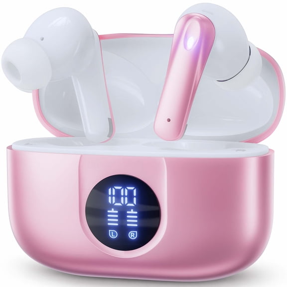 Wireless Over Ear Headphones 80H Playtime 6 Mics ENC Clear Calls Deep Bass Lightweight Comfort Fit for Travel Work