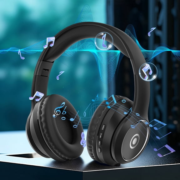 Wireless Over-Ear Headphones - Studio DJ Headphones with Mic 50mm Driver & Dual Ports for Recording Monitoring Guitar Computer,Black