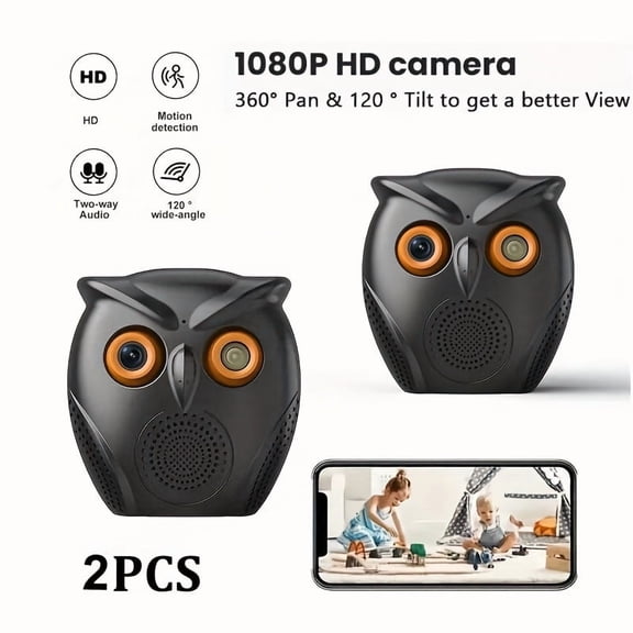 Wireless Owl-Shaped Security Camera Set with Smart Human Detection, USB Power & Alarm for Home and Shop Monitoring