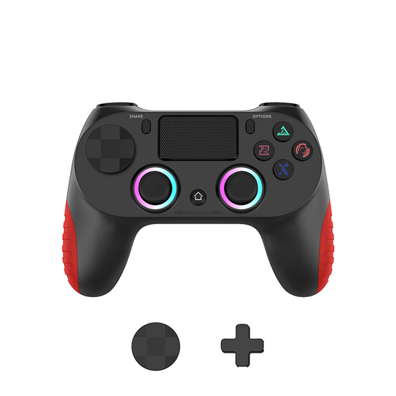 Wireless PC Game Controller with RGB Lighting, Turbo Dual Vibration Joystick for P4 Console Steam Deck iOS Android