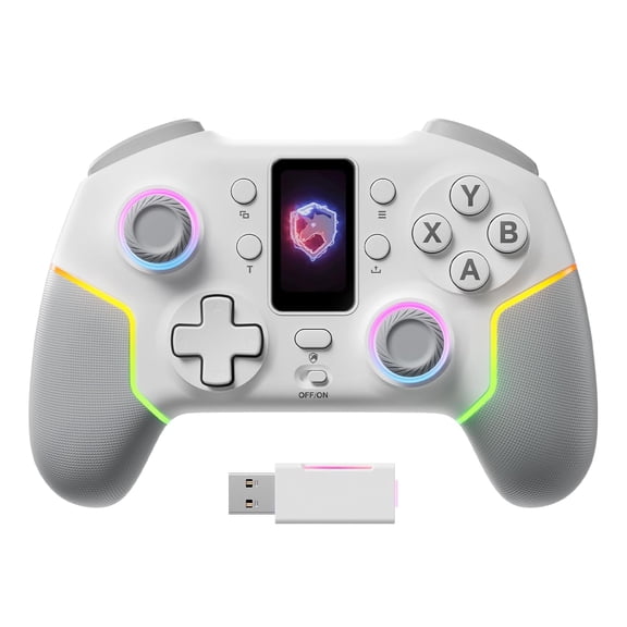 Wireless PC Gaming Controller with TFT Screen, Hall-Effect Joysticks No Drift, 1000Hz Polling, Dual Hall Triggers, Turbo & RGB, Multi-Platform for Windows//Android/iOS