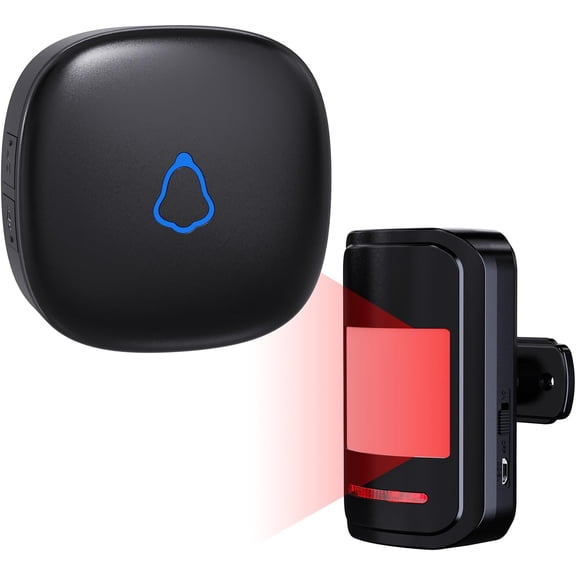 Wireless PIR Motion Sensor Alarm Security Entry Alert Chime Black for Home Garage Store