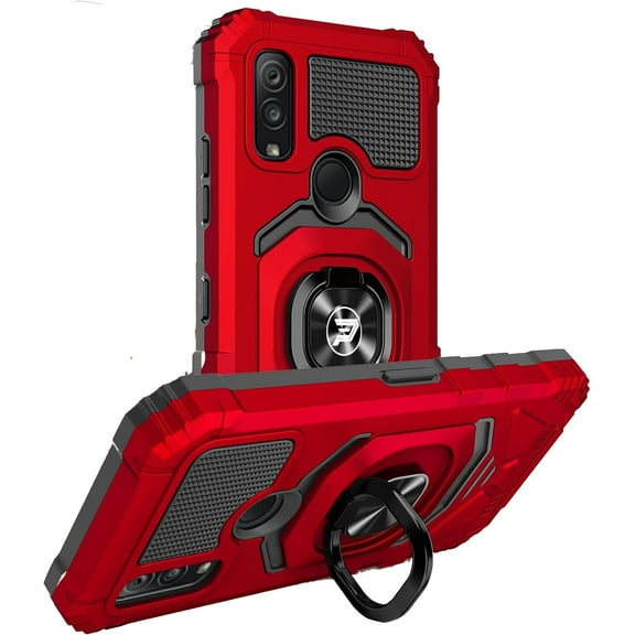 Wireless PROTECH Case Compatible with Kyocera DuraSport 5G C6930, Ring Kickstand Magnetic Car Mount, PC and TPU Impact-Resistant Protective Case (Red)