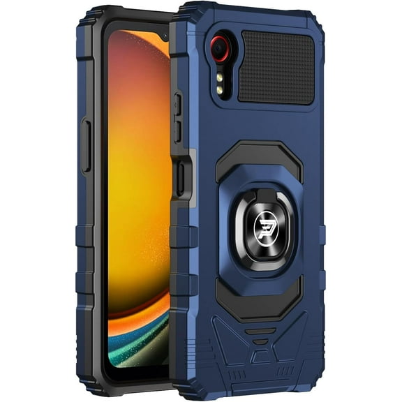 Wireless PROTECH Case Compatible with Samsung Galaxy XCover 7 5G SM-G556B Phone, Ring Kickstand Magnetic Car Mount, PC and TPU Impact-Resistant Protective Case (Blue)