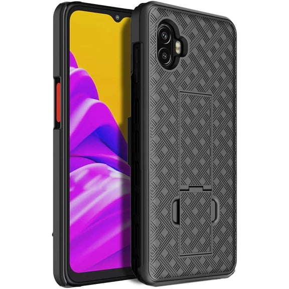 Wireless PROTECH Case Compatible with Samsung Galaxy XCover6 Pro 5G Phone. Protective Slim Case with Built-in Kickstand Includes Screen Protector Black