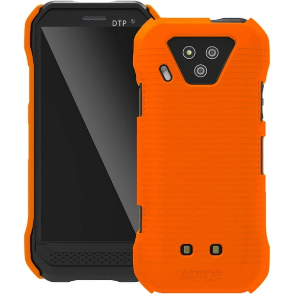 Wireless PROTECH Case Compatible with Kyocera DuraForce Ultra 5G Phone Model E7110 (Verizon), Durable Slim Protective Hard Cover Ribbed Case (Orange)