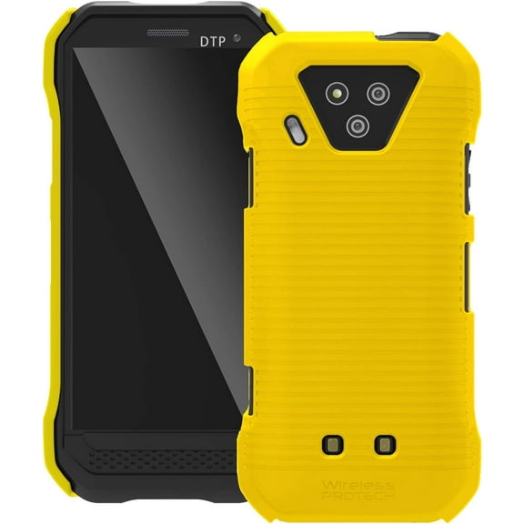 Wireless PROTECH Case Compatible with Kyocera DuraForce Ultra 5G Phone Model E7110 (Verizon), Durable Slim Protective Hard Cover Ribbed Case (Yellow)