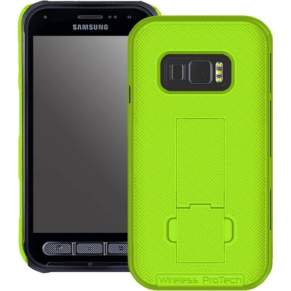 Wireless PROTECH Case Compatible with Samsung Galaxy XCover FieldPro Phone Model SM-G889. Slim Protective Rugged Case with Built-in Kickstand (Green)