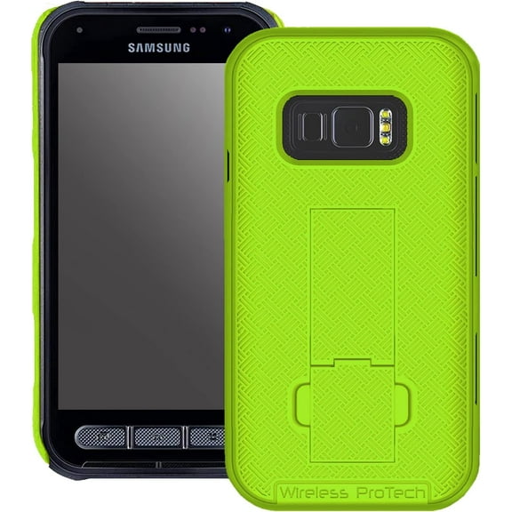 Wireless PROTECH Case Compatible with Samsung Galaxy XCover FieldPro Phone Model SM-G889. Slim Protective Rugged Case with Built-in Kickstand (Green)