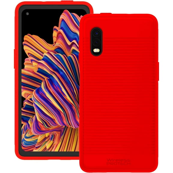 Wireless PROTECH Case Compatible with Samsung Galaxy XCover Pro Phone Model SM-G715. Slim Rugged Flexible Case with Drop Protection (Red)