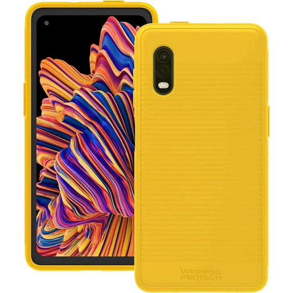 Wireless PROTECH Case Compatible with Samsung Galaxy XCover Pro Phone Model SM-G715. Slim Rugged Flexible Case with Drop Protection (Yellow)
