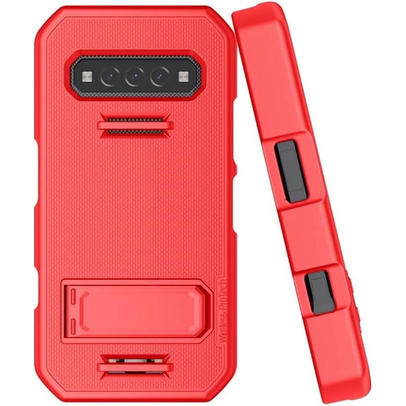 Wireless PROTECH Protective Case Compatible with Kyocera DuraForce PRO 3 (E7200), Protective Case with Kickstand and Screen Protector (Red)
