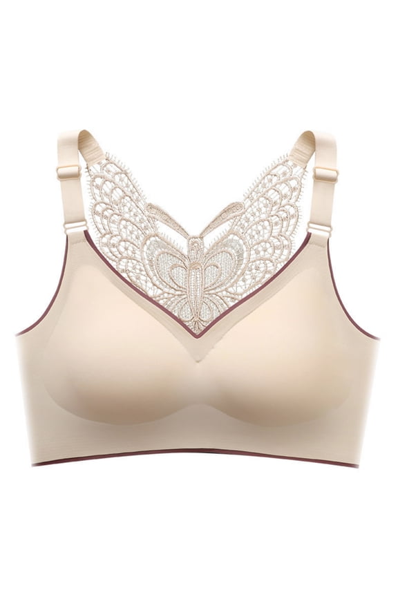 Wireless Padded No Underwire Bralettes Lace Plunge Bras without Steel Rings S-5XL