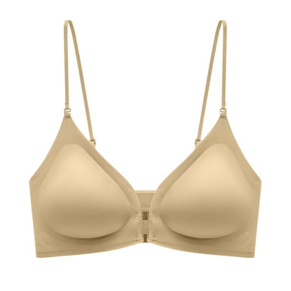 Wireless Padded Triangle Bralettes for Women Front Closure Halters Bras Traceless Padded Bra