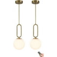 thumbnail image 1 of Wireless Pendant Lights Battery Operated Set of 2,USB Rechargeable Hanging Light with Remote Timer,Modern Globe Glass Gold Pendant Lighting Fixture for Bedroom Kitchen Island Dining Room, 1 of 13