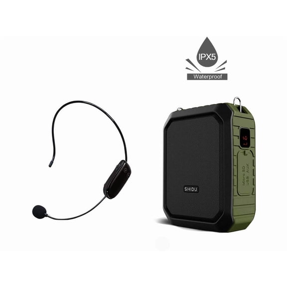 Wireless Personal Voice Amplifier with Portable Microphone Headset, 18W Rechargeable Microphone Speaker, Waterproof |Dustproof |Dropproof Bluetooth PA System for Teachers Coaches ect Green Wireless