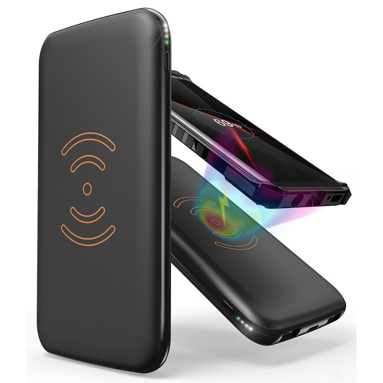 Wireless Phone Charger, Black Qi Charging Pad with 8000mAh