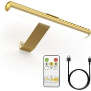 Wireless Picture Light Rechargeable Battery Operated, Remote Control Painting Lamp with Removable Tube, Infinitely Dimmable, Timer, Photo Frame Art Light, Gallery Display Wall Light, Gold