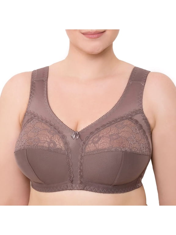 Wireless Plus Size Bra Wide Strap Unlined Minimizer Full Coverage 36 38 40 42 44 46 48 50 52 / C D E F G H I ( 40E/DD, Cocoa)