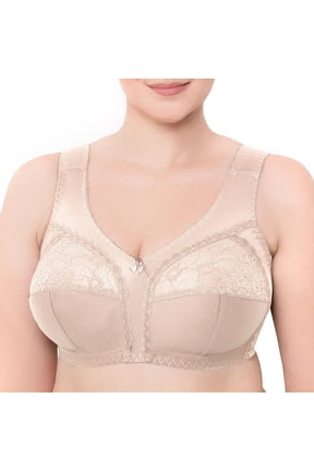 Wireless Plus Size Bra Wide Strap Unlined Minimizer Full Coverage 36 38 40 42 44 46 48 50 52 / C D E F G H I ( 40E/DD, Nude)