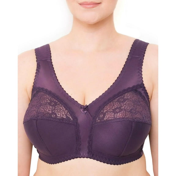 Wireless Plus Size Bra Wide Strap Unlined Minimizer Full Coverage 36 38 40 42 44 46 48 50 52 / C D E F G H I ( 42J, Purple)