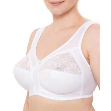 Wireless Plus Size Bra Wide Strap Unlined Minimizer Full Coverage 36 38 40 42 44 46 48 50 52 / C D E F G H I ( 44C, White)