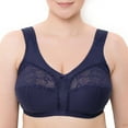 thumbnail image 1 of Wireless Plus Size Bra Wide Strap Unlined Minimizer Full Coverage 36 38 40 42 44 46 48 50 52 / C D E F G H I ( 50G, Navy), 1 of 3