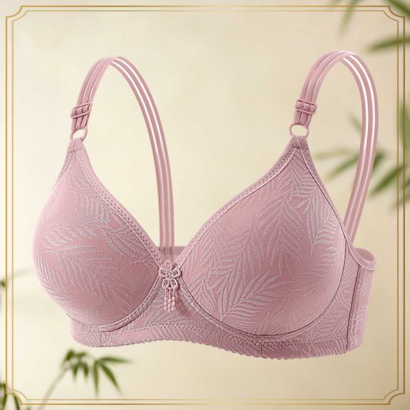 Wireless Plus Size Thin Cup Breathable Everyday Bra Women Back Closure for Workout Yoga Running Daily Wear High Support Bra Relaxed Wear Both B and C Cups Pink 36B