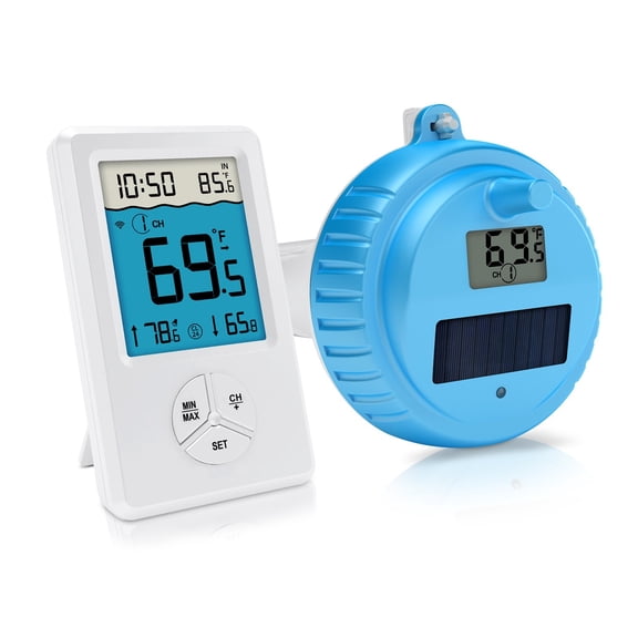 Wireless Pool Thermometer IPX8 Waterproof Digital Temperature Sensor LCD Display for Pool ,Compact & Portable