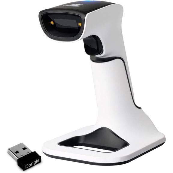 Wireless Portable 1D&2D with Stand Bluetooth Barcode Scanner: 3-in-1 Handheld Scanner, Rechargeable Battery for Inventory - USB Bar Code/QR Reader (1D&2D with Next Gen Stand)