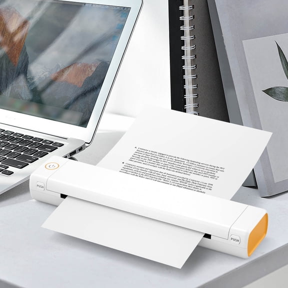 Wireless Portable A4 Inkless Printer for Mobile Devices - Compact, Bluetooth & USB, Ideal for Travel, Office, School, and Home Use White