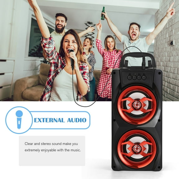 Wireless Portable Bluetooth Speakers Subwoofer Outdoor Indoor Speaker for Party,Red