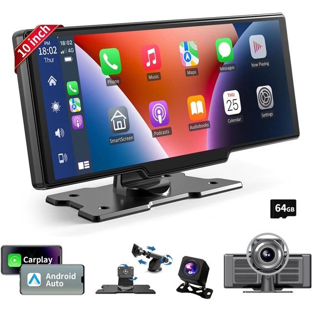 Wireless Portable Carplay Screen for Car, 10.26" HD IPS Carplay and