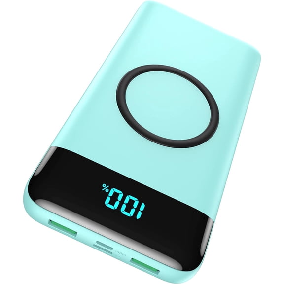 Wireless Portable Charger 30,800mAh,15W Wireless Charging USB C Power Bank,25W PD QC 4.0 Fast Charging 4 Outputs Travel Essentials Battery Pack Compatible with iPhone 17/16/15/14,Galaxy,Android-Green