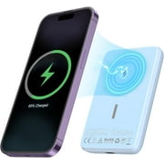 Wireless Portable Charger Magnetic Power Bank 6700mAh 20W PD Fast Charging Mag-Safe Battery Pack with Foldable Stand and 12N Stronger Magnet for iPhone 14/13/12 Series (Blue)